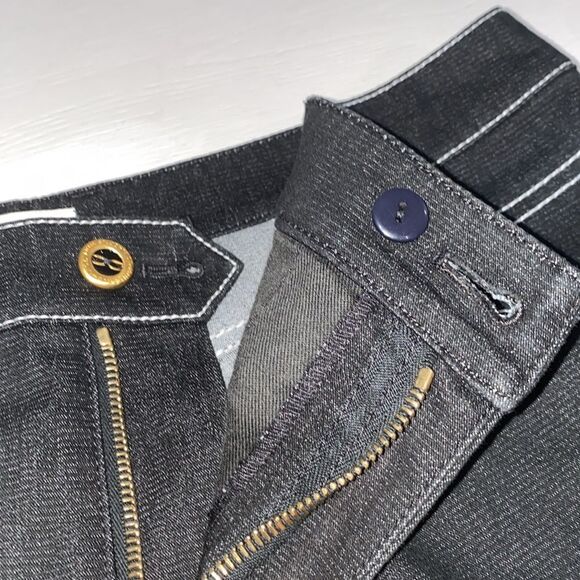 St. John Sport Black Denim Capri Pants With White Stitching 4 Pocket Size 12 - Picture 11 of 12